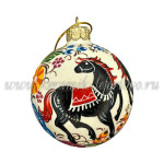 Елочная игрушка Шарик «Городецкие кони» (цветная с золотом), 0,05 л, ШФ-053С