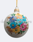 Елочная игрушка Шар плоский «Овечка в цветах» (цветная с золотом), 0,05 л, ШФ-053С