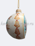 Елочная игрушка Шар плоский «Овечка в цветах» (цветная с золотом), 0,05 л, ШФ-053С