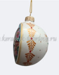 Елочная игрушка Шар плоский «Овечка в цветах» (цветная с золотом), 0,05 л, ШФ-053С