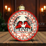 Елочная игрушка Шар плоский «Мезенские кони» (цветная с золотом), 0,05 л, ШФ-053С