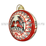 Елочная игрушка Шар плоский «Мезенские кони» (цветная с золотом), 0,05 л, ШФ-053С