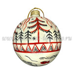 Елочная игрушка Шар плоский «Мезенские кони» (цветная с золотом), 0,05 л, ШФ-053С