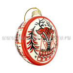 Елочная игрушка Шар плоский «Мезенский олень» (цветная с золотом), 0,05 л, ШФ-053С