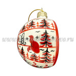 Елочная игрушка Шар плоский «Мезенский олень» (цветная с золотом), 0,05 л, ШФ-053С