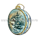 Елочная игрушка Шар плоский «Домик» зима VIP (цветная с золотом), 0,05 л, ШФ-053С