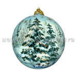 Елочная игрушка Шар плоский «Домик» зима VIP (цветная с золотом), 0,05 л, ШФ-053С