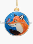 Елочная игрушка Шар плоский «Лисички на снегу» (цветная с золотом), 0,05 л, ШФ-053С