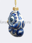 Елочная игрушка «Сова» большая (кобальт с золотом), 0,05 л, ШФ-053С
