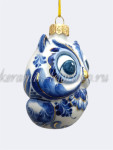 Елочная игрушка «Сова» большая (кобальт с золотом), 0,05 л, ШФ-053С