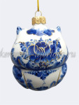 Елочная игрушка «Сова» большая (кобальт с золотом), 0,05 л, ШФ-053С
