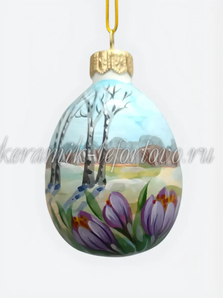 Елочная игрушка «Яйцо ХВ» Крокусы акрил, ШФ-053С