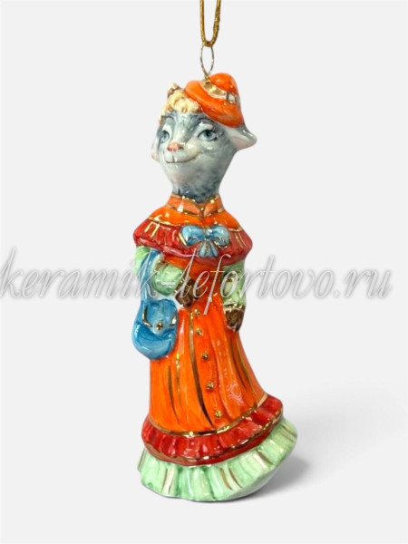 Елочная игрушка "Коза Барышня" (цветная с золотом), ШФ-053С