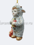 Елочная игрушка "Малыш в костюме овечки" (цветная с золотом), ШФ-053С