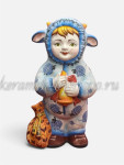 Елочная игрушка "Малыш в костюме овечки" VIP (цветная с золотом), ШФ-053С