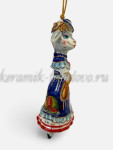 Елочная игрушка-колокольчик "Коза Барышня" VIP (цветная с золотом), ШФ-053С