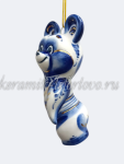Елочная игрушка "Олимпийский мишка" (кобальт с золотом), ШФ-053С