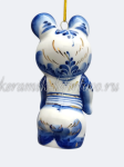 Елочная игрушка "Олимпийский мишка" (кобальт с золотом), ШФ-053С