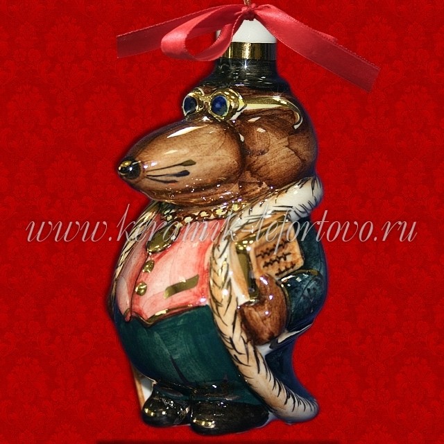 Елочная игрушка "Крот" (цветная с золотом), 0,05 л, ШФ-053С Елочная игрушка "Крот" (цветная с золотом), 0,05 л, ШФ-053С