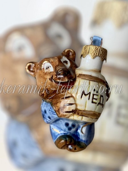 Елочная игрушка "Медведь" (цветная с золотом),  в асс-те, 0,05 л, ШФ-053С