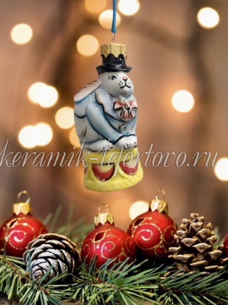 Елочная игрушка "Кролик на барабане" (цветная с золотом), 0,05 л, ШФ-053С Елочная игрушка "Кролик на барабане" (цветная с золотом), 0,05 л, ШФ-053С