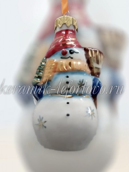 Елочная игрушка "Снеговик" (цветная с золотом), 0,05 л, ШФ-053С