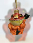 Елочная игрушка "Лягушка-царевна" (цветная с золотом),  0,05 л, ШФ-053С