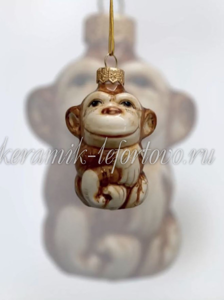 Елочная игрушка "Обезьяна" (цветная с золотом), 0,05 л, ШФ-053С