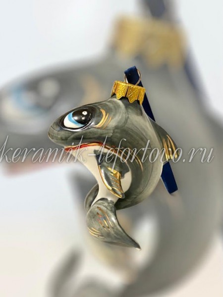 Елочная игрушка "Рыба"(Дельфин) (цветная с золотом), 0,05 л, ШФ-053С Елочная игрушка "Рыба"(Дельфин) (цветная с золотом), 0,05 л, ШФ-053С
