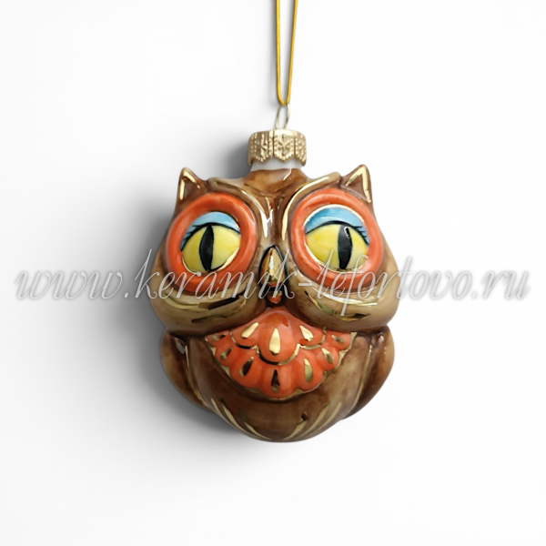 Елочная игрушка "Сова" (цветная с золотом), 0,05 л, ШФ-053С