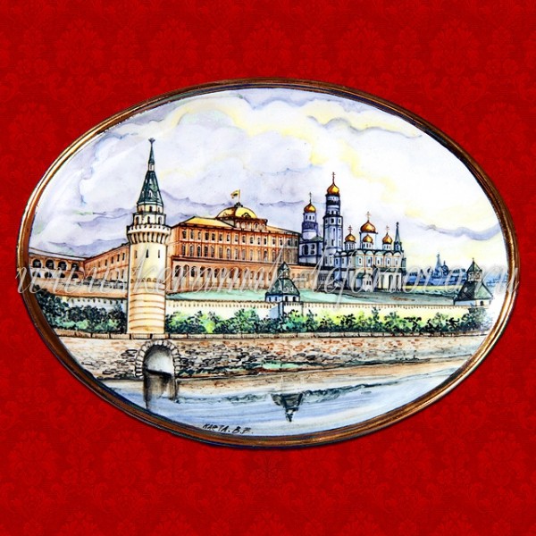 Плакетка "Кремль"(цветная с золотом) на заказ без коробки С-092С